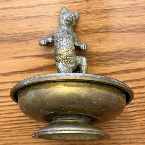 Vintage Bronze Dancing Bear Circus Figurine Trinket Dish Brass Valet Cigar Rest - Picture 9 of 17